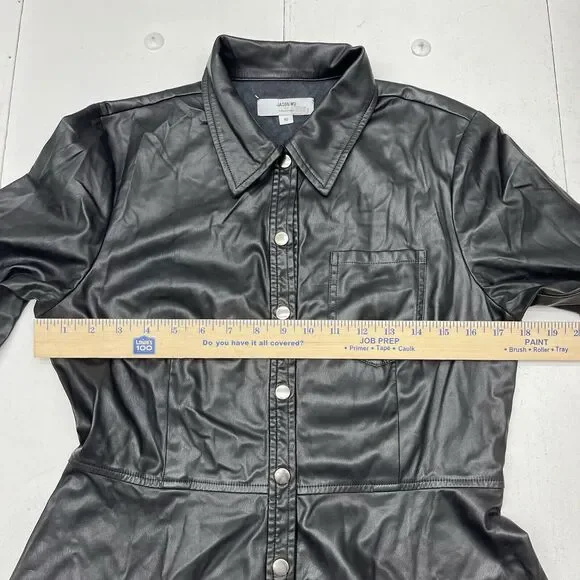 Jason Wu Collective Black Button Up PU Leather Dress Women's Size 10
